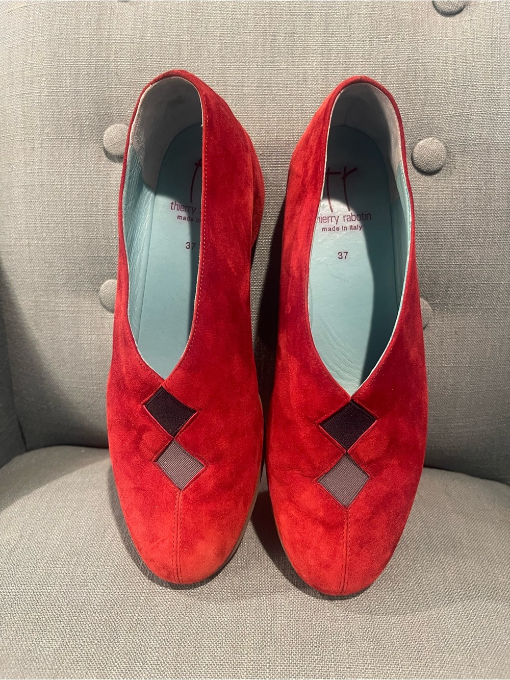 Thierry Rabotin Red Suede Shoes EU 37 Made in Italy Designer